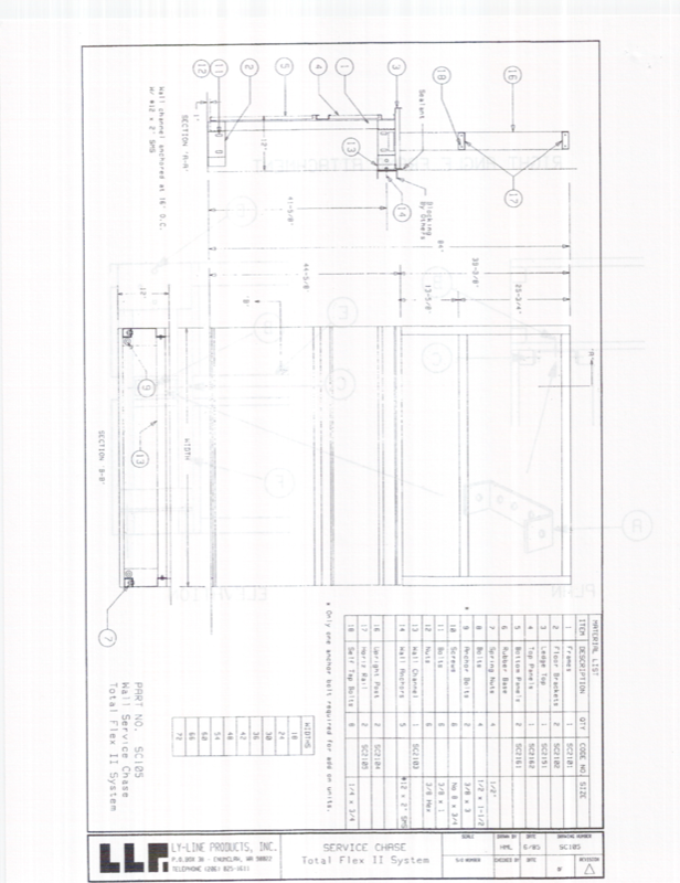 Ly-Line Flex II System full assembly drawing with bill of materials and title block