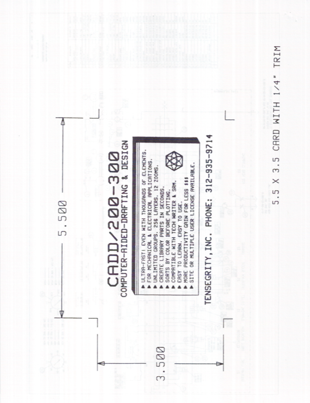 CADD/200-300 business card design — the software drew its own marketing material